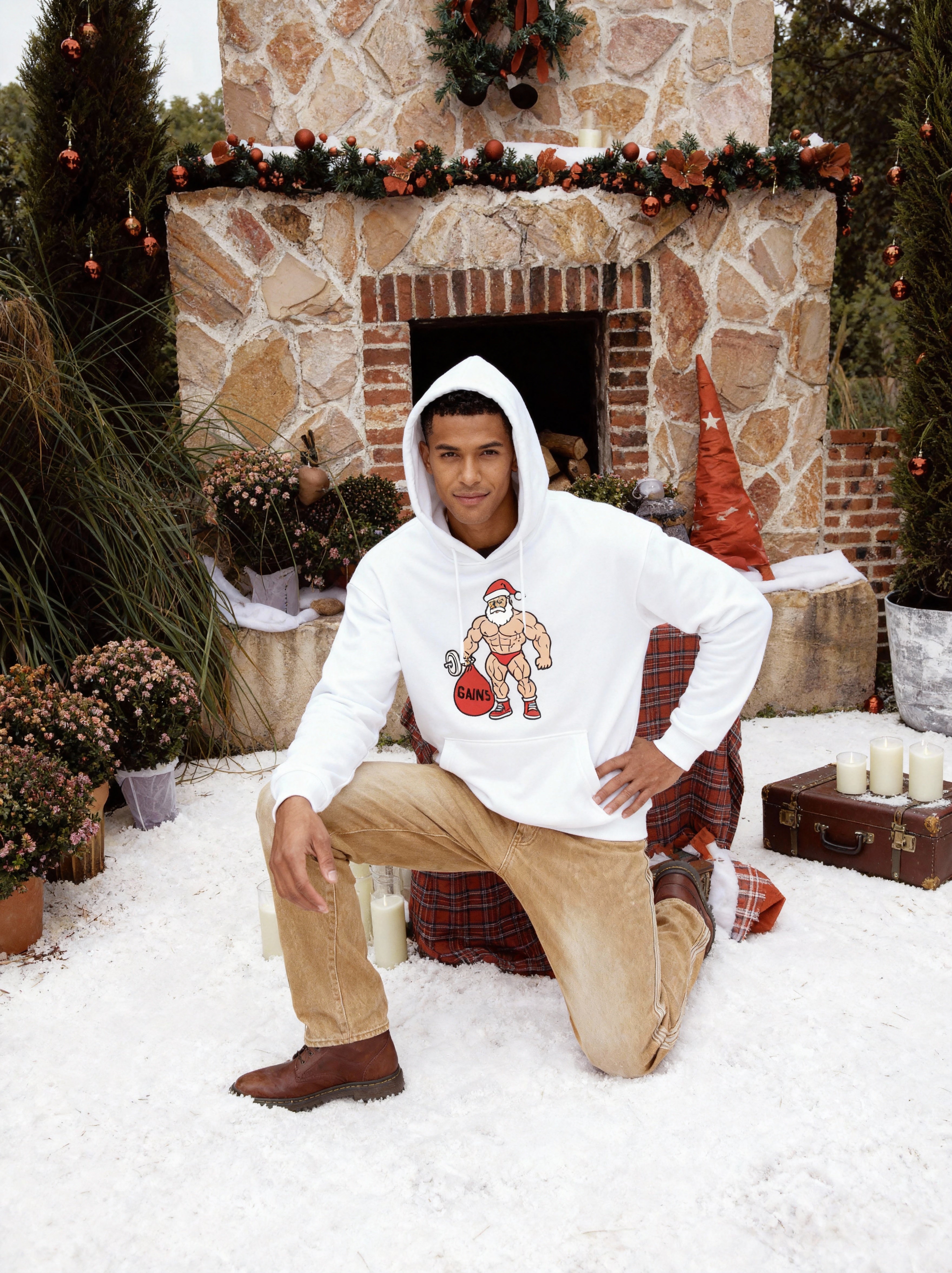 Muscle Santa Gains Christmas Hoodie