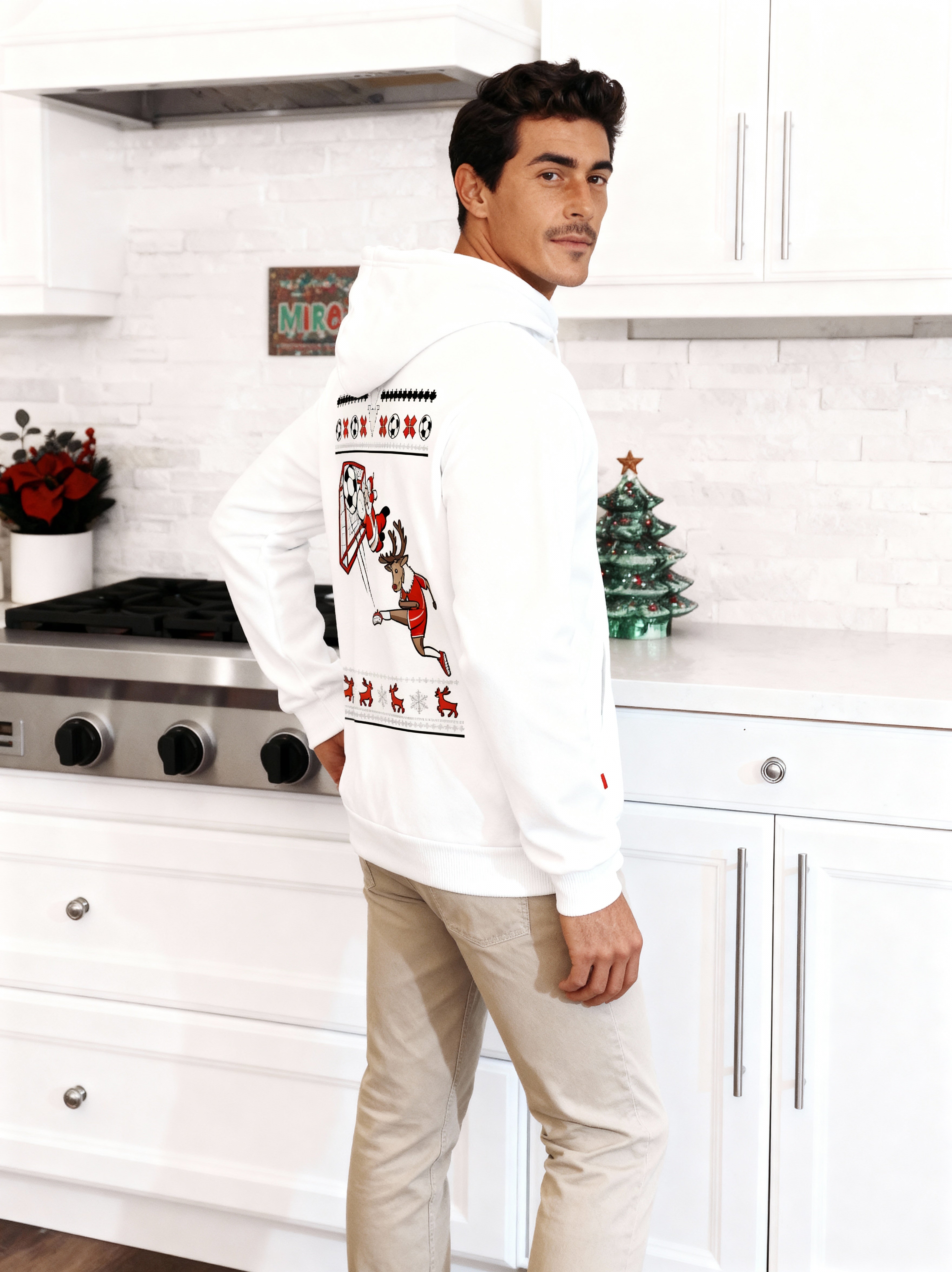 Soccer Santa Reindeer Christmas Hoodie