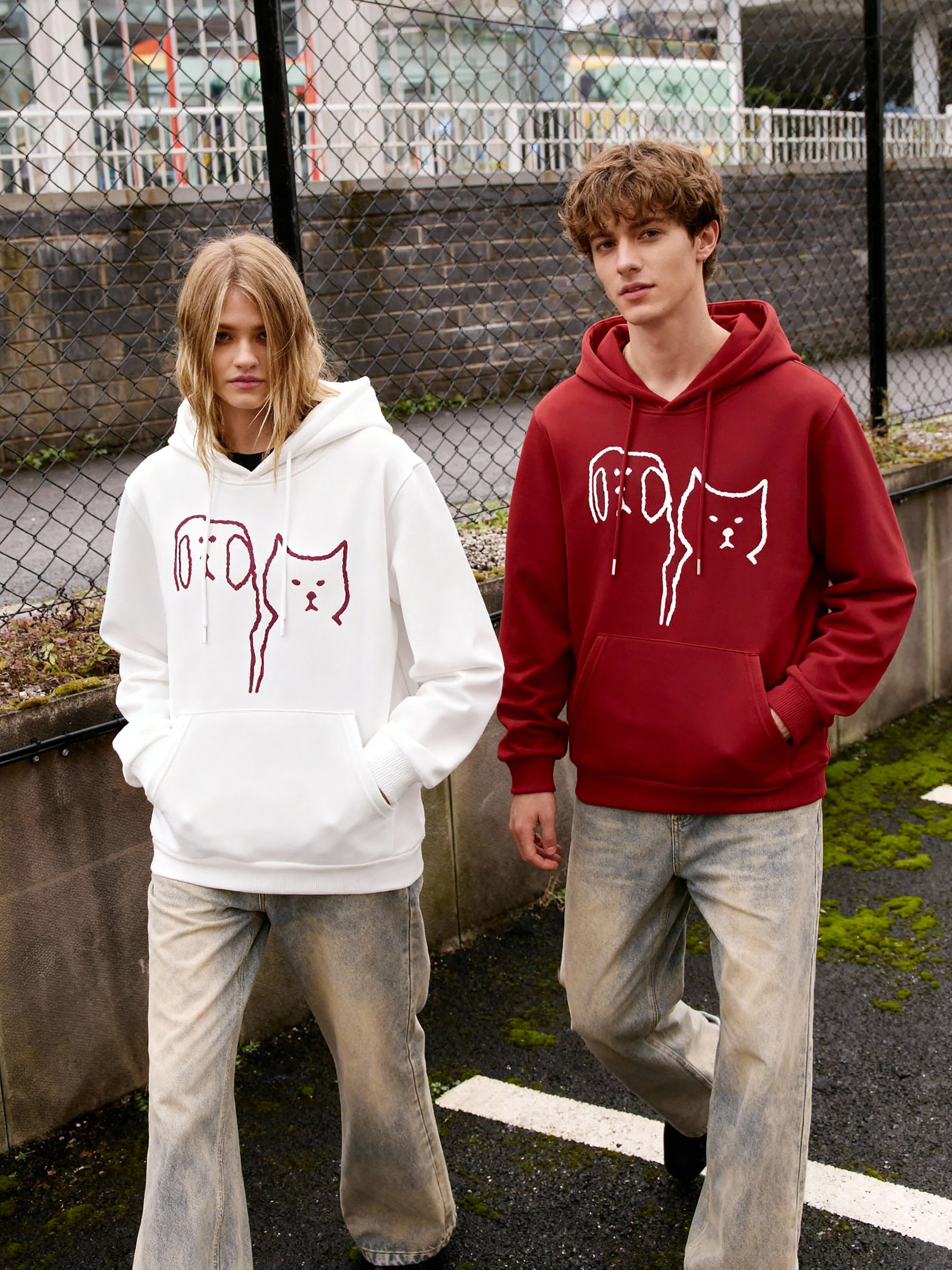 Couple’s Dog & Cat Graphic Hoodies