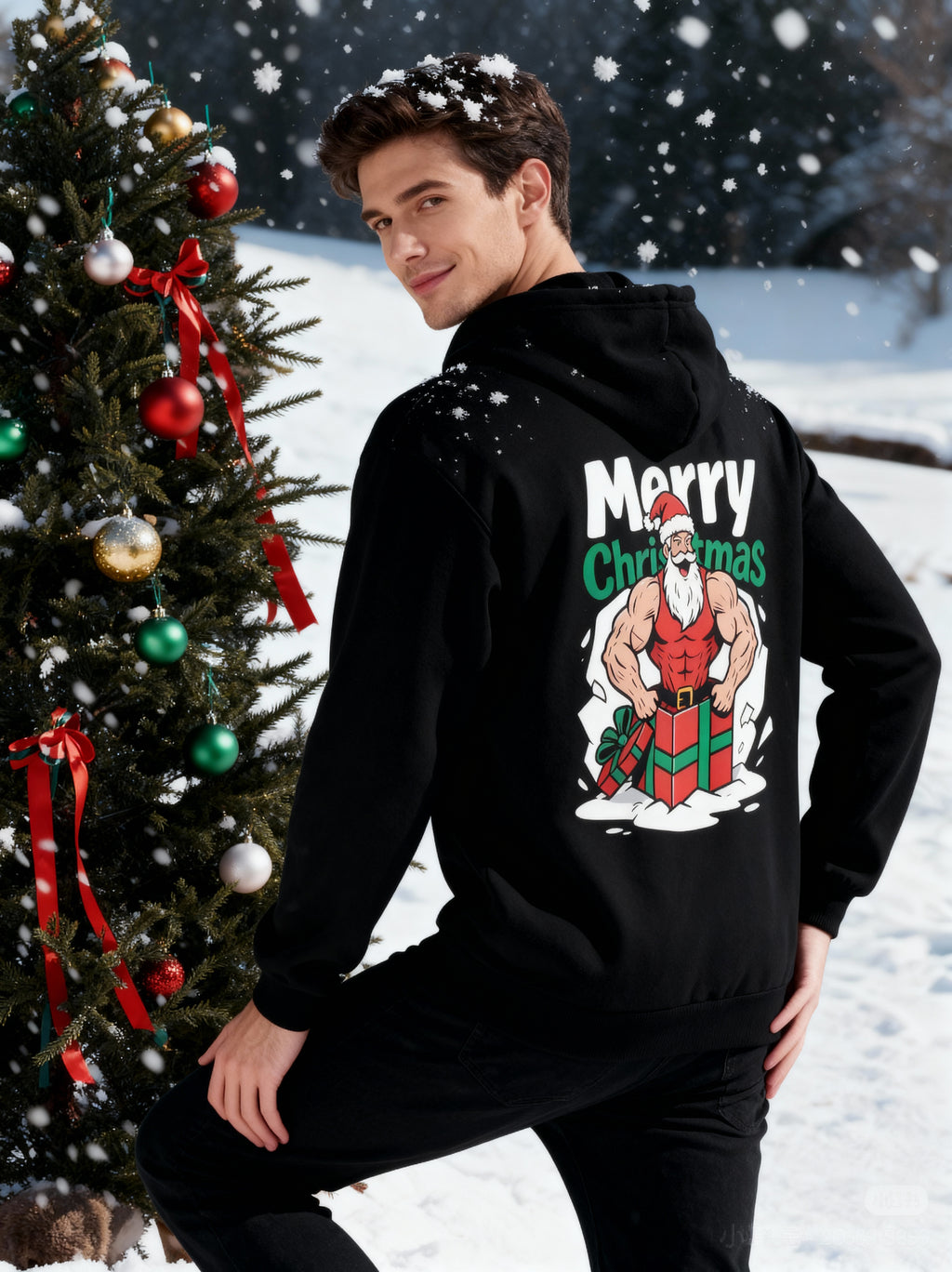 Funky Muscle Santa Christmas Hoodie