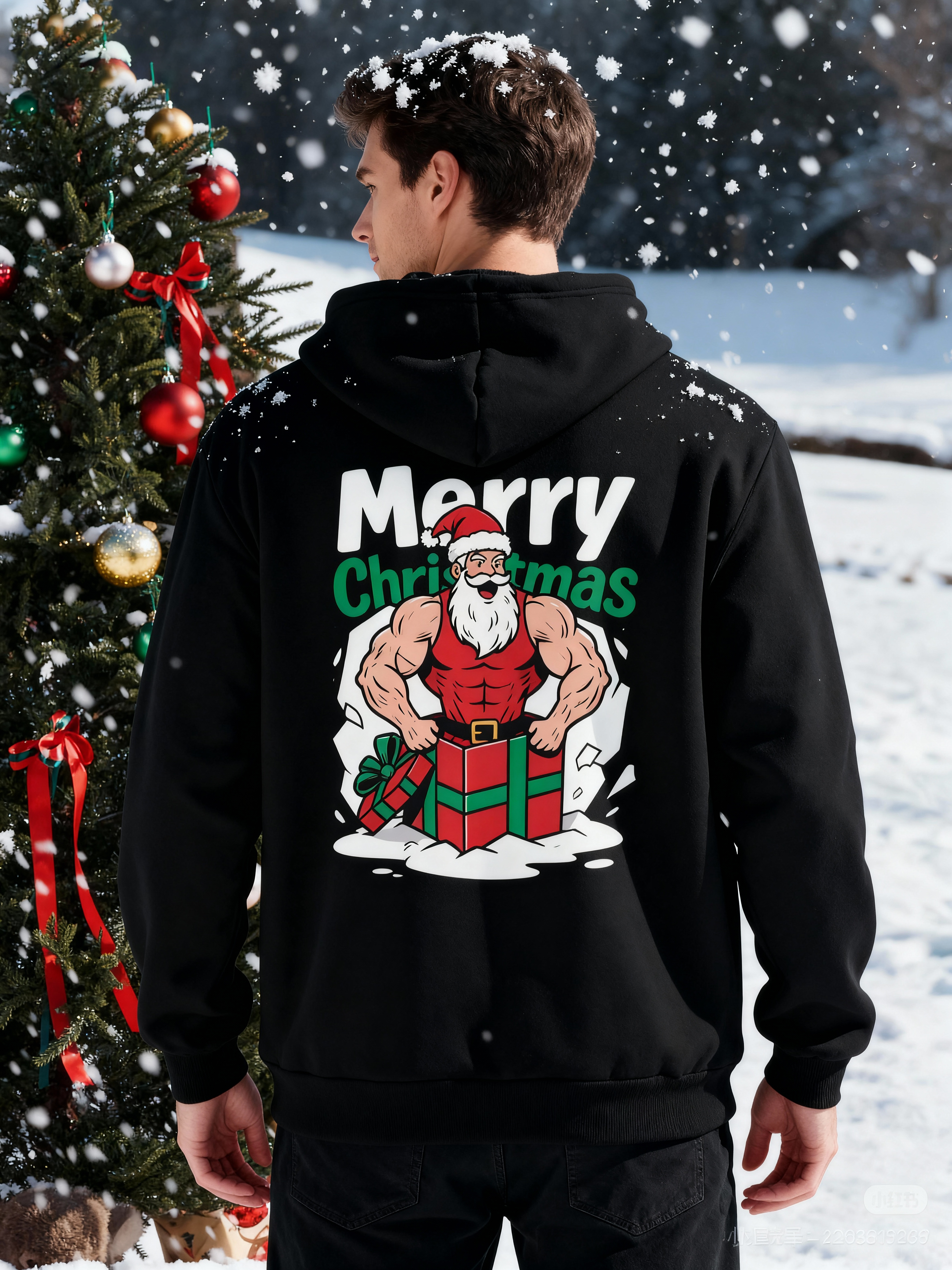 Funky Muscle Santa Christmas Hoodie