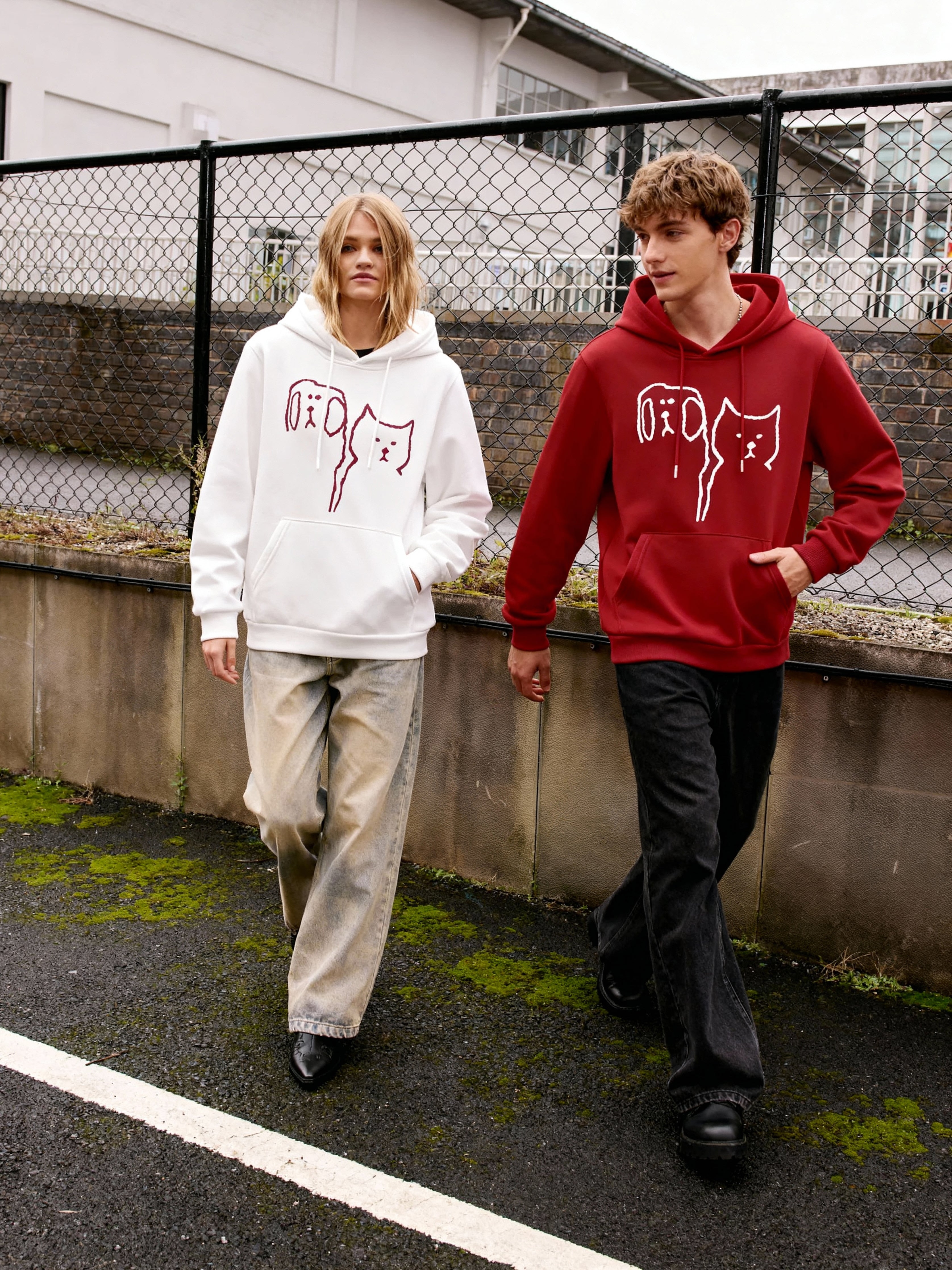 Couple’s Dog & Cat Graphic Hoodies