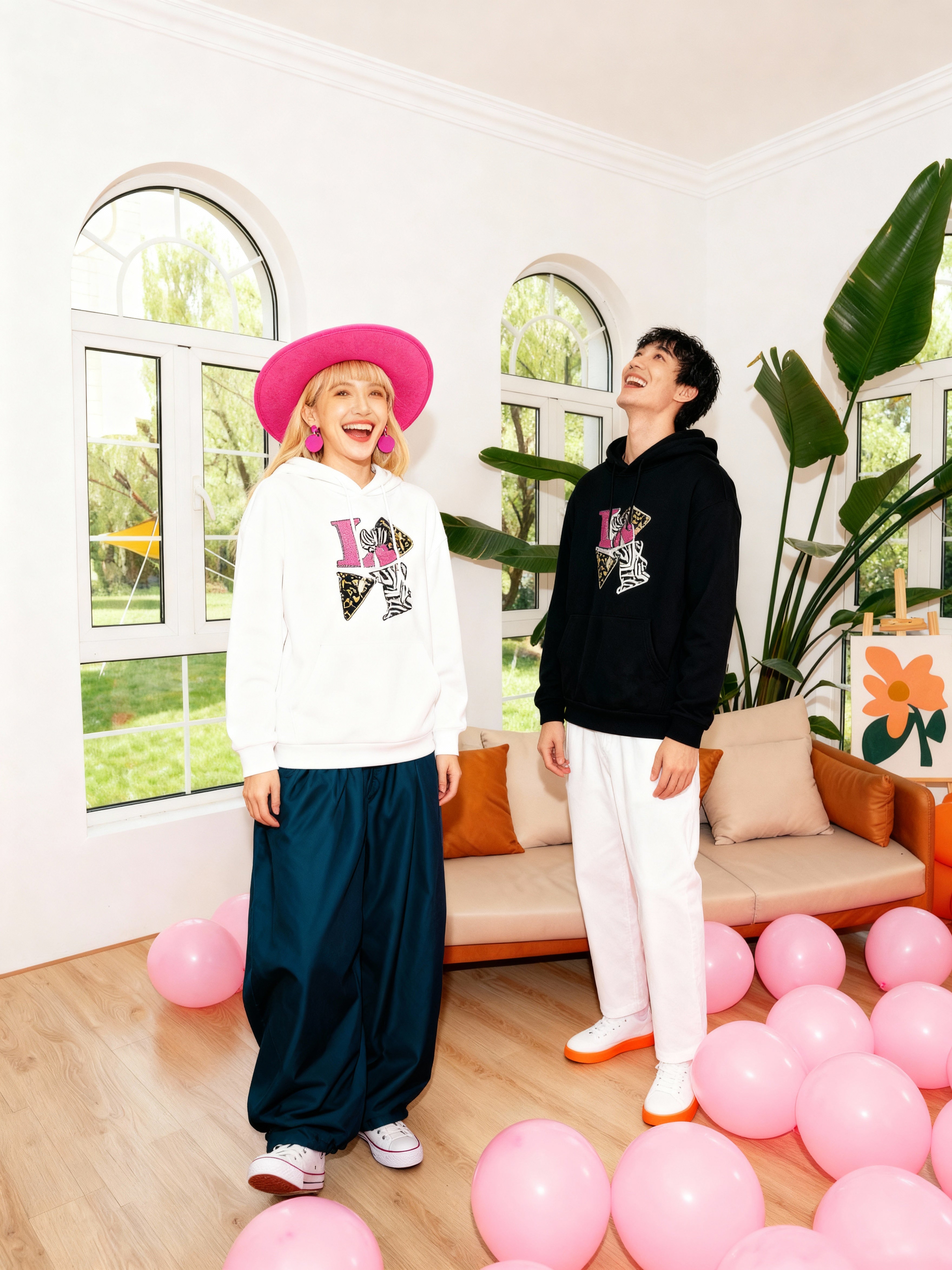 Edgy Leopard & Zebra Couple Hoodies