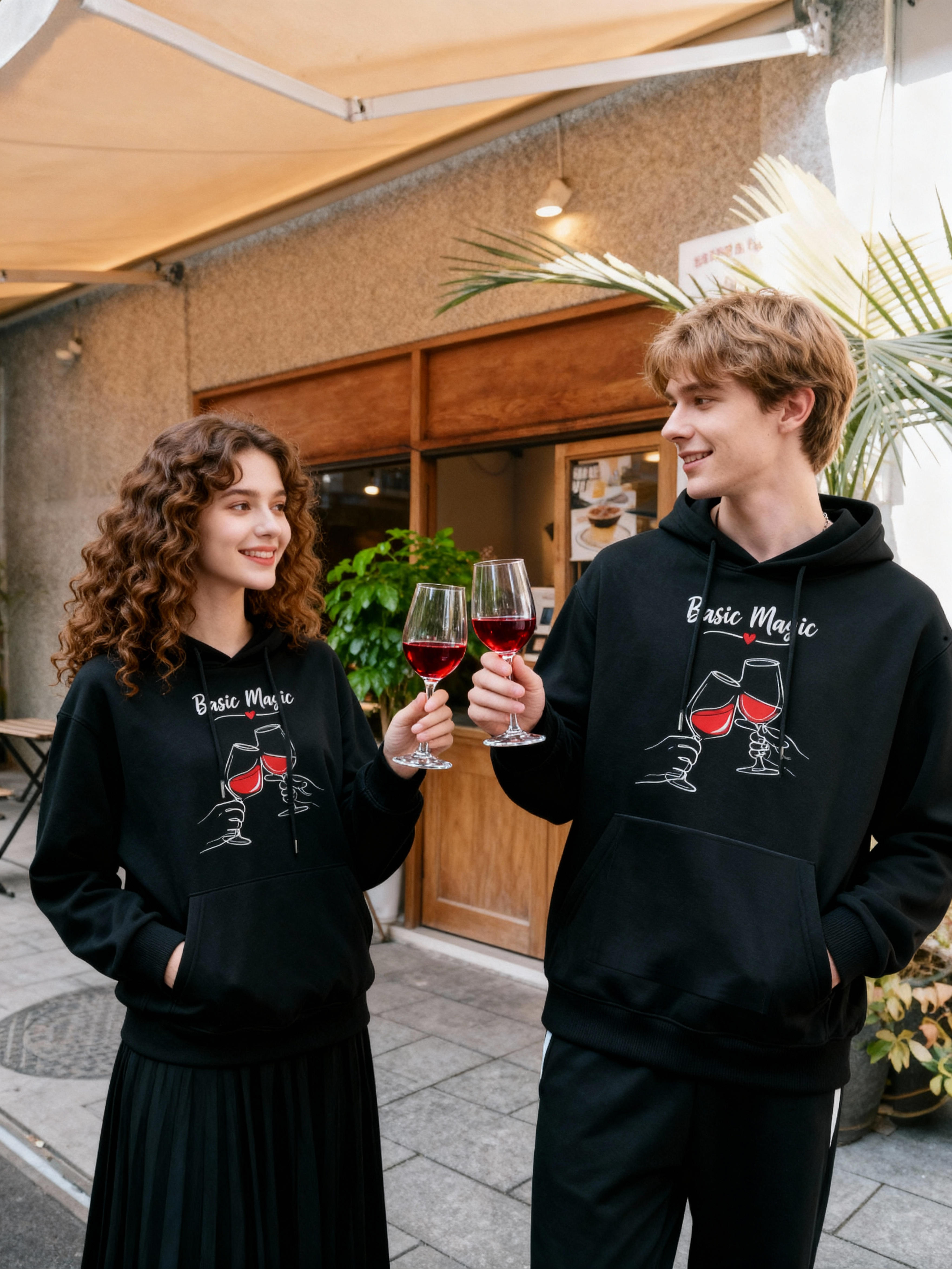 Wine Toast Love Couple Hoodies