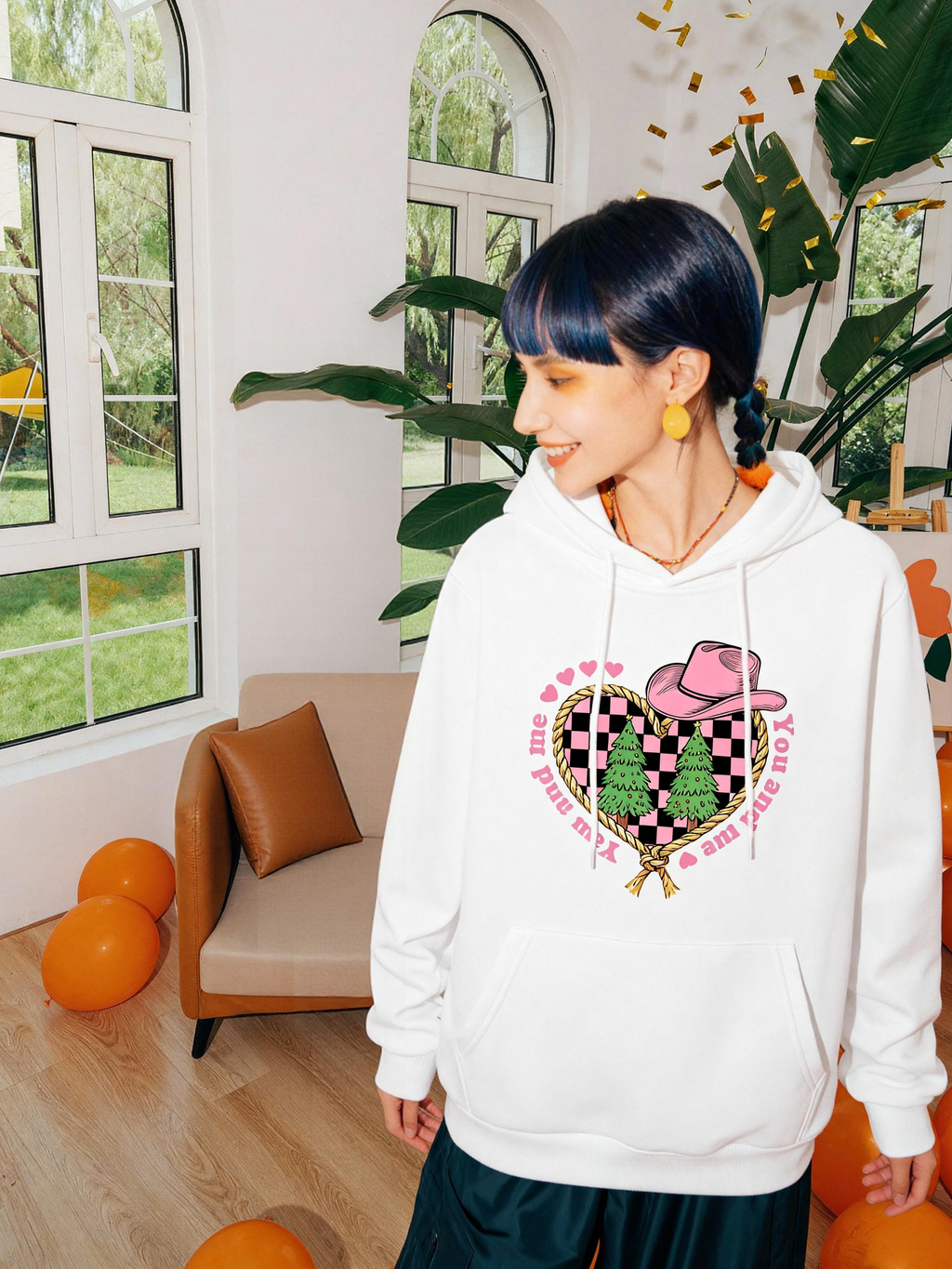 Cowboy Heart Checkerboard Couple Hoodies