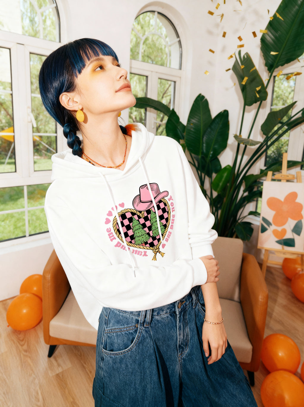 Cowboy Heart Checkerboard Couple Hoodies