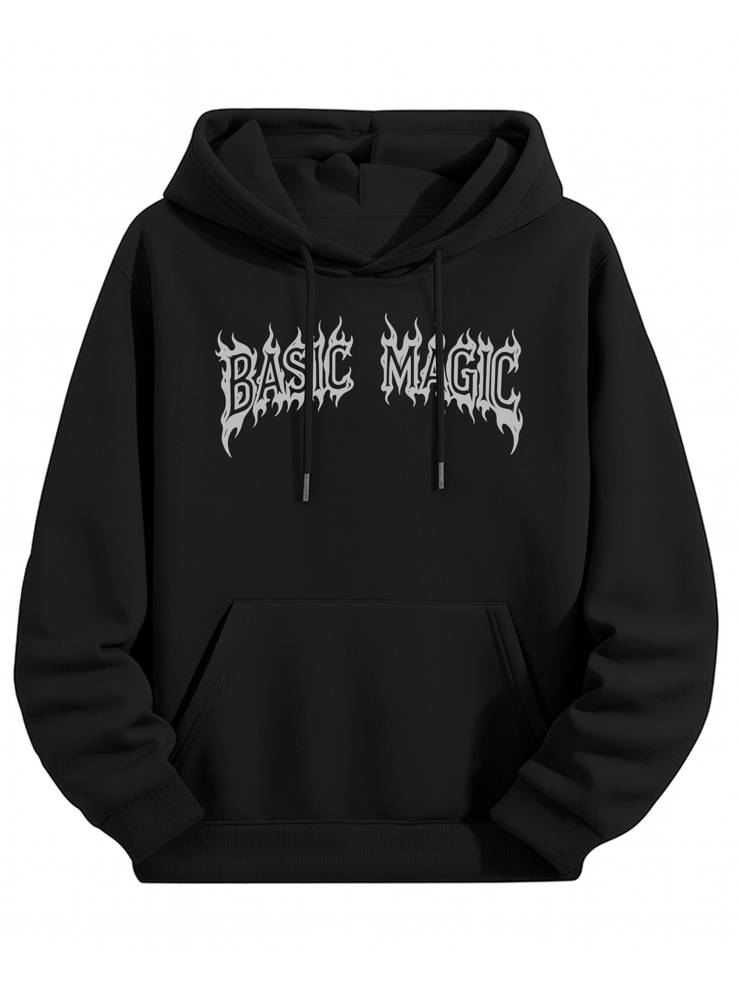 BASICMAGIC Cozy Edgy Triangular Graphic Black Hoodie