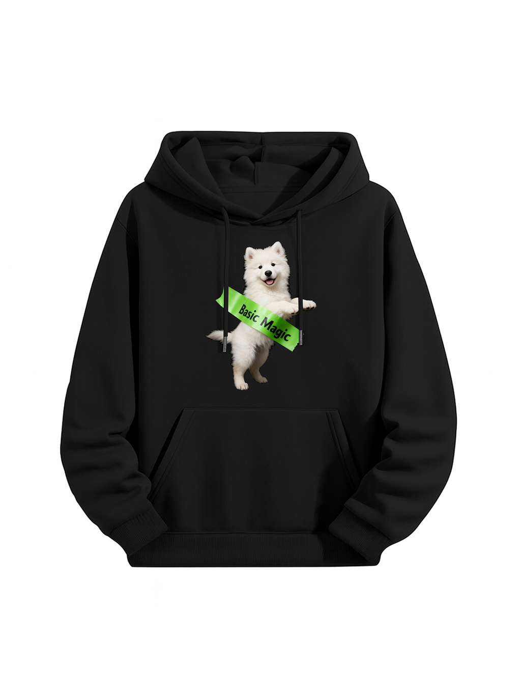 "Basic Magic" Cute Dog Print Black Hoodie