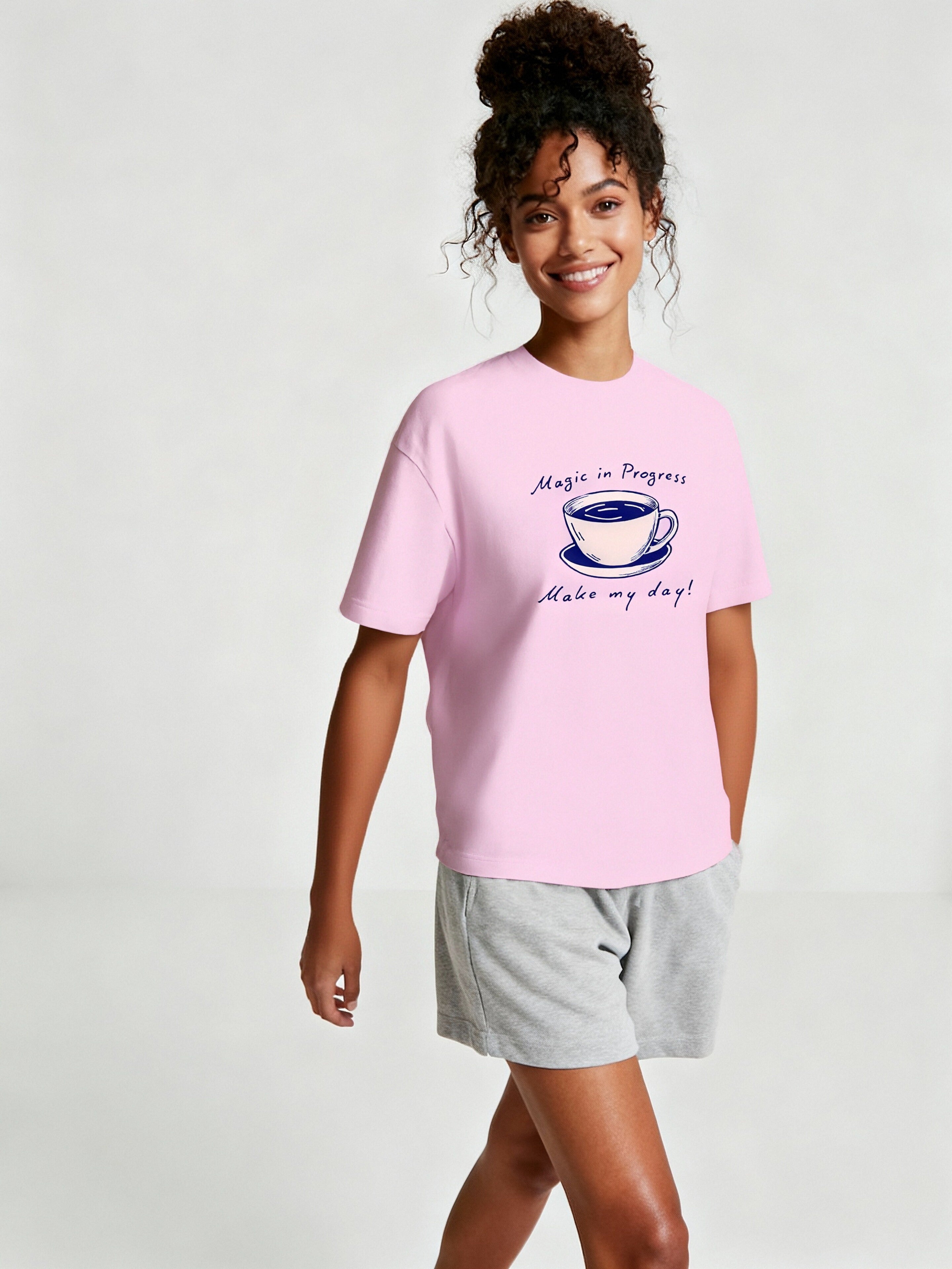 "Magic in Progress Make my day!" Coffee Graphic T shirt