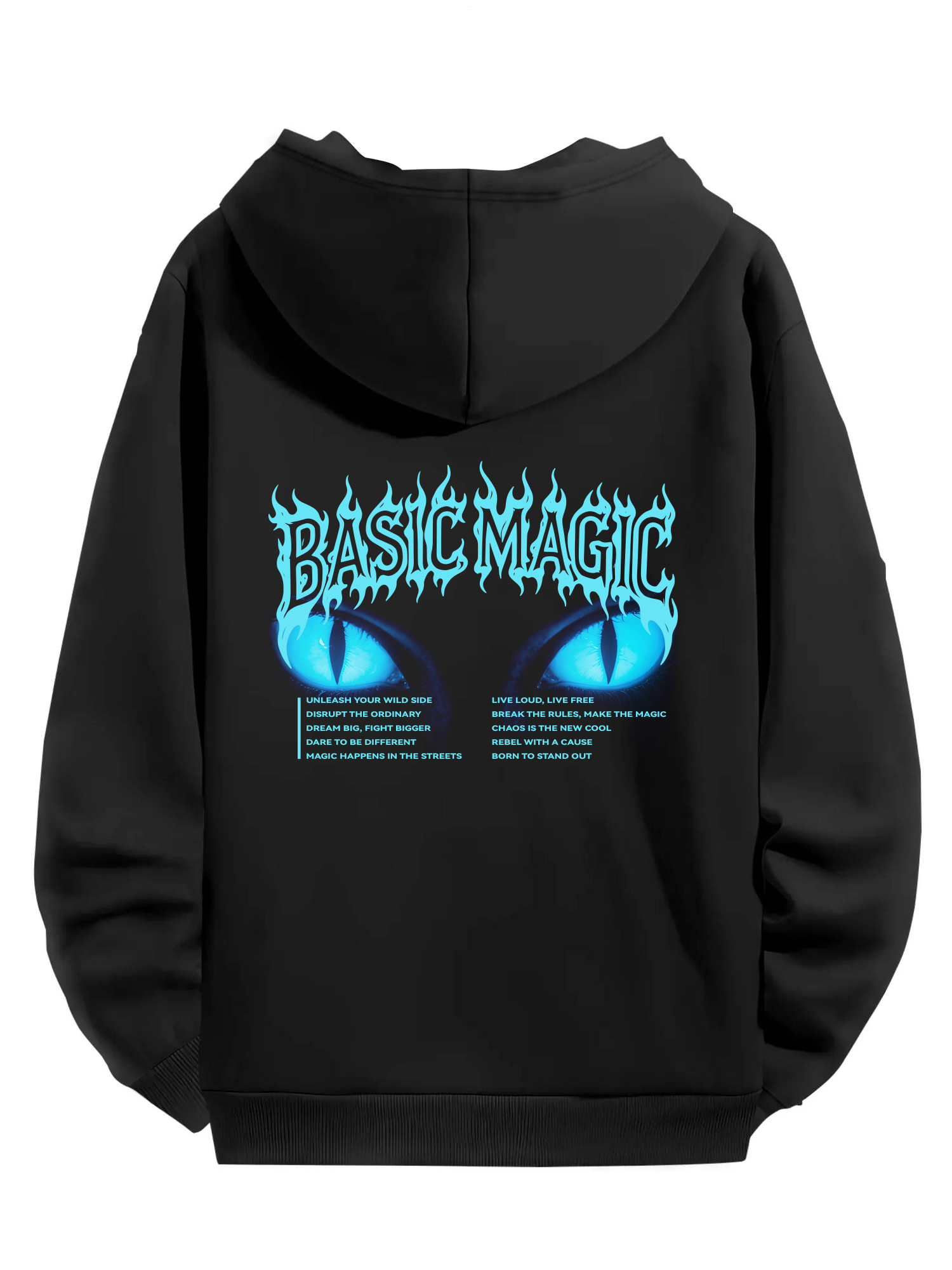 BASICMAGIC Cozy Edgy Cat Eyes Black Hoodie