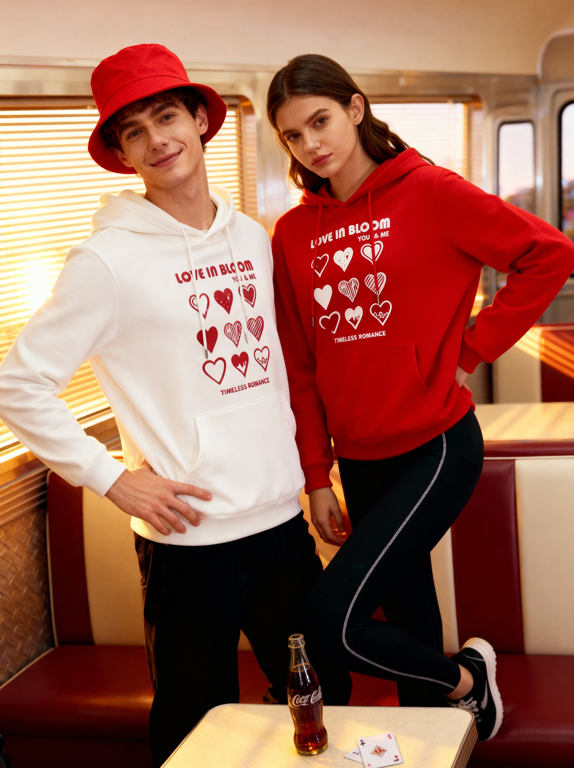 "Love in Bloom" Couple Matching Hoodies