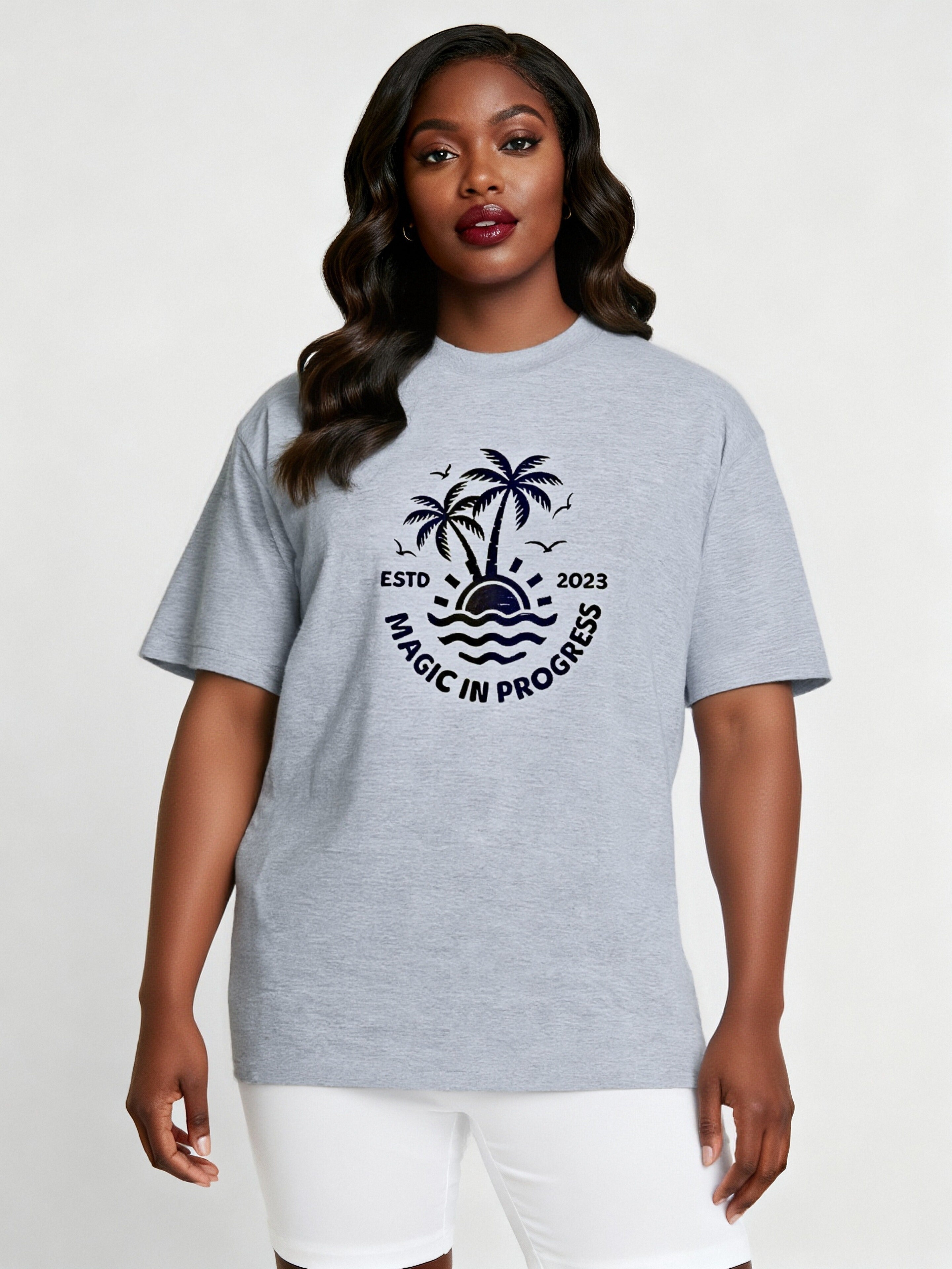 "Magic In Progress" Tropical Graphic T shirt