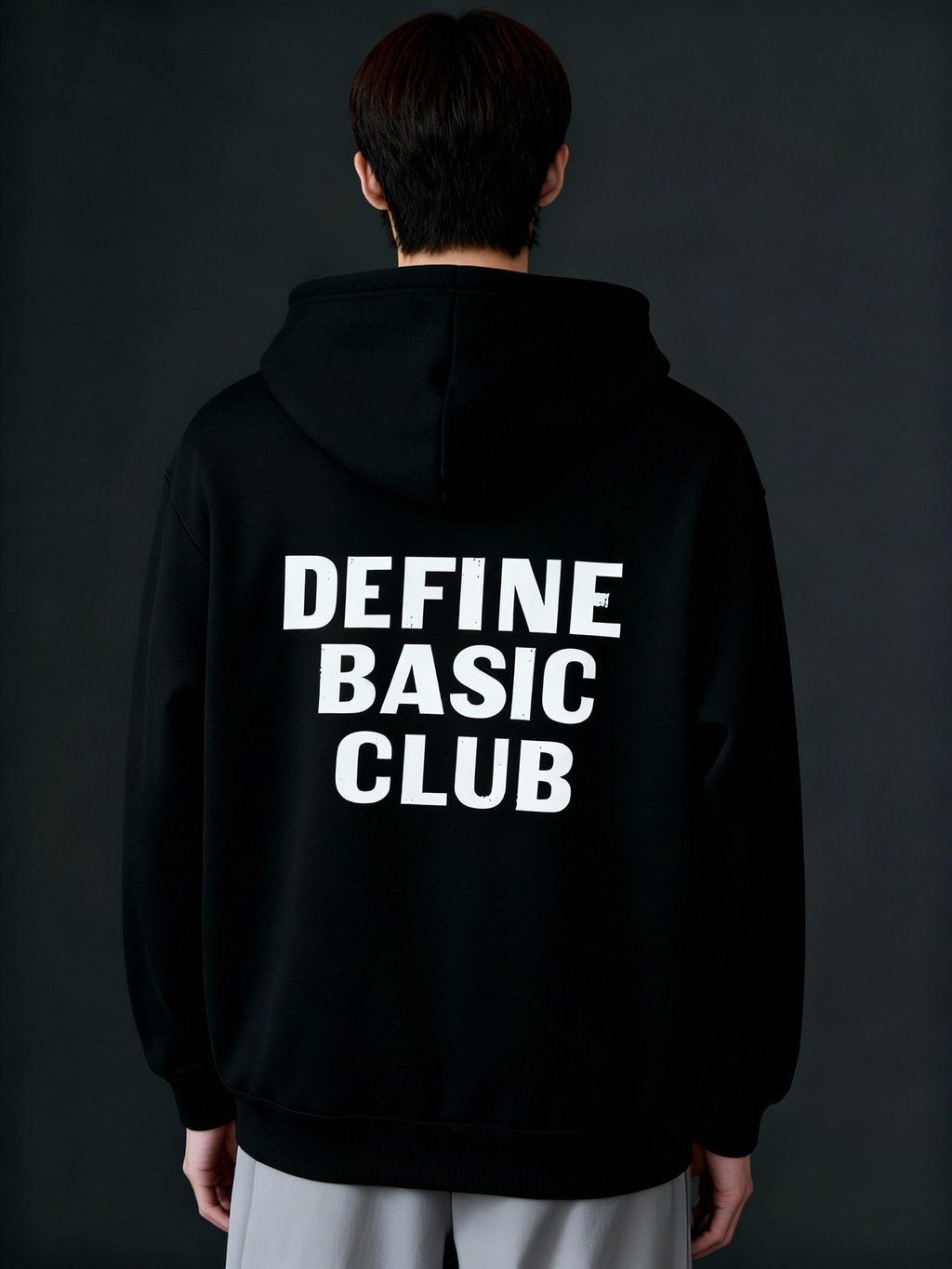 White Ink Graphic Loose Fit Hoodie