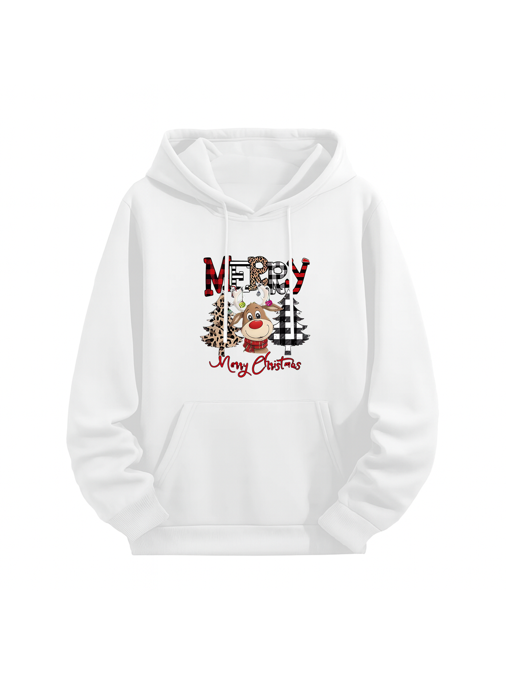 Merry Christmas Reindeer Graphic Blue Hoodie