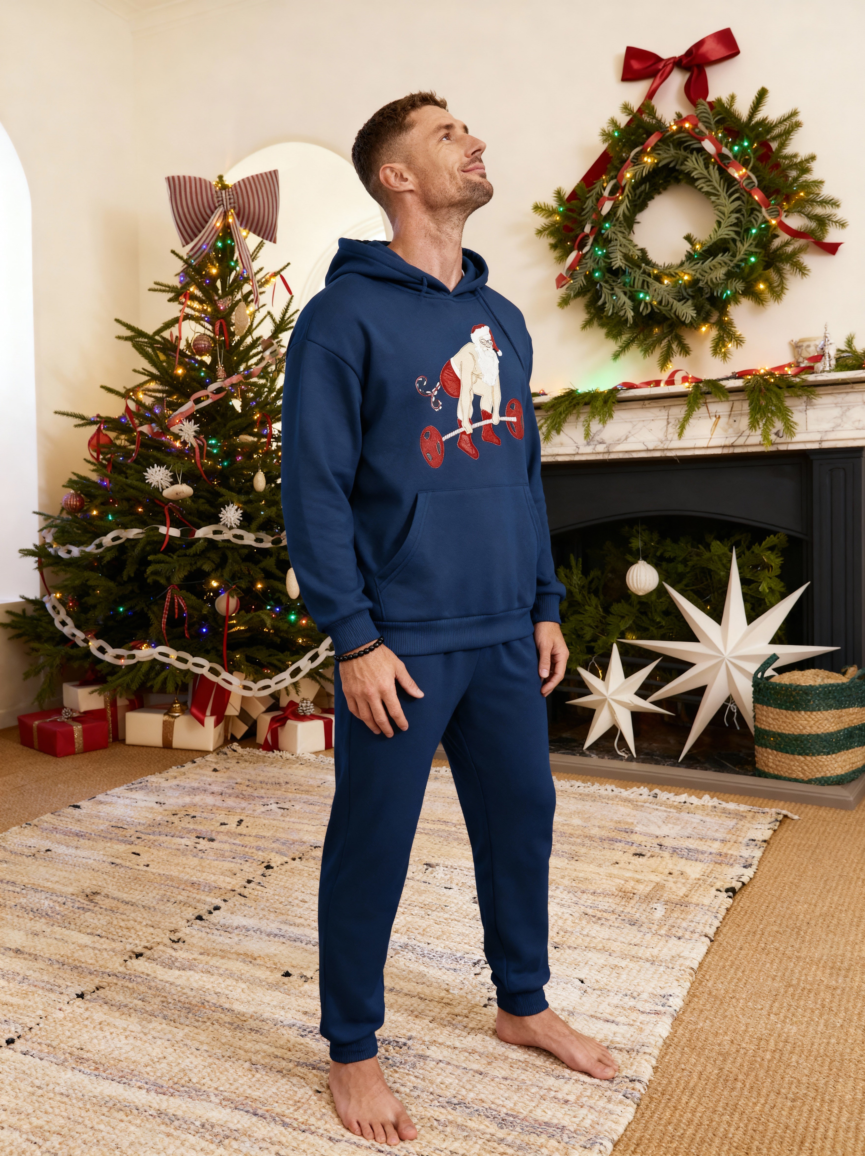 Bold Festive Muscular Santa Hoodie