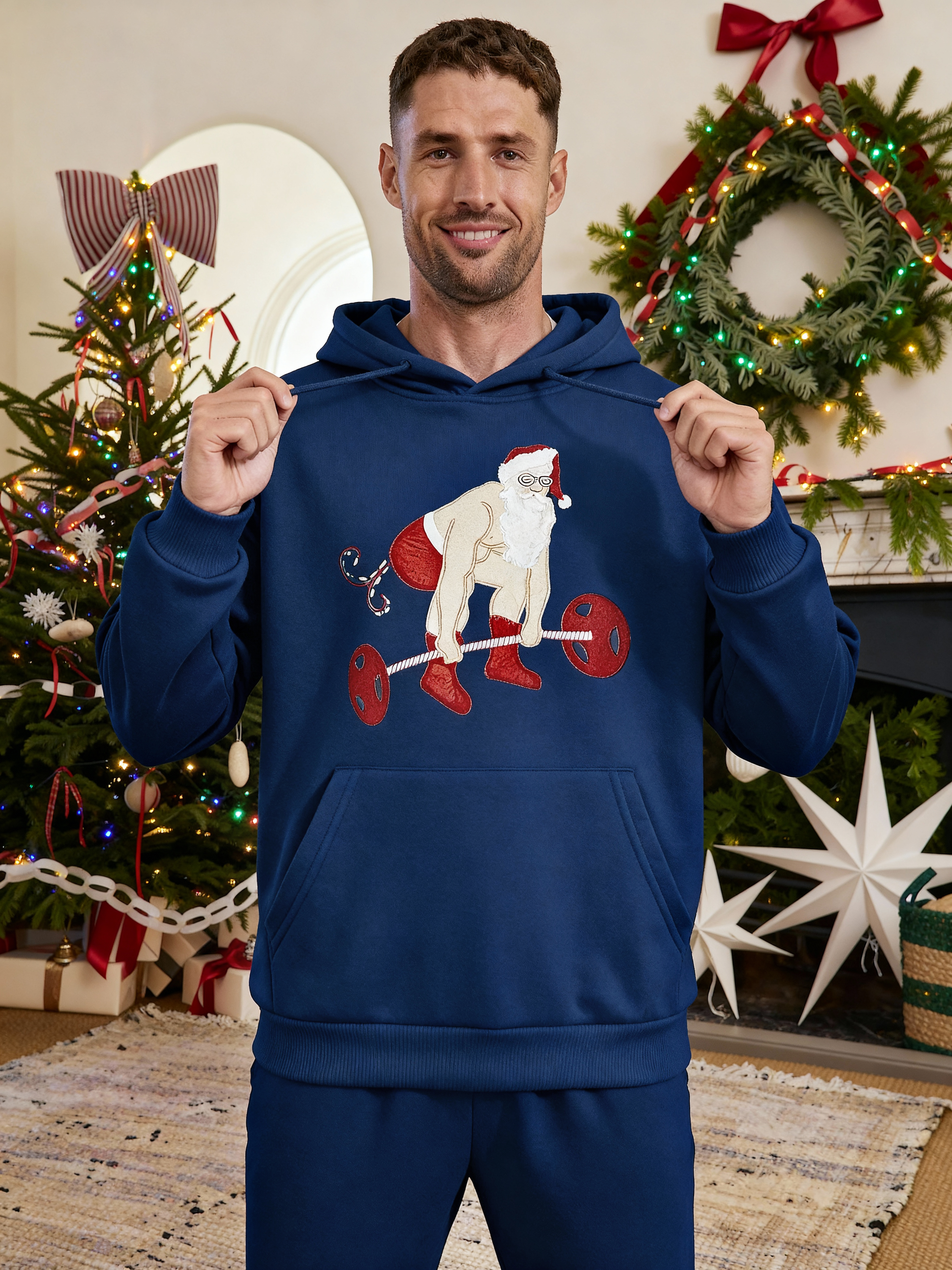 Bold Festive Muscular Santa Hoodie