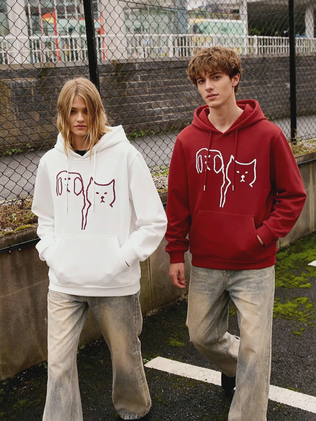 Couple’s Dog & Cat Graphic Hoodies