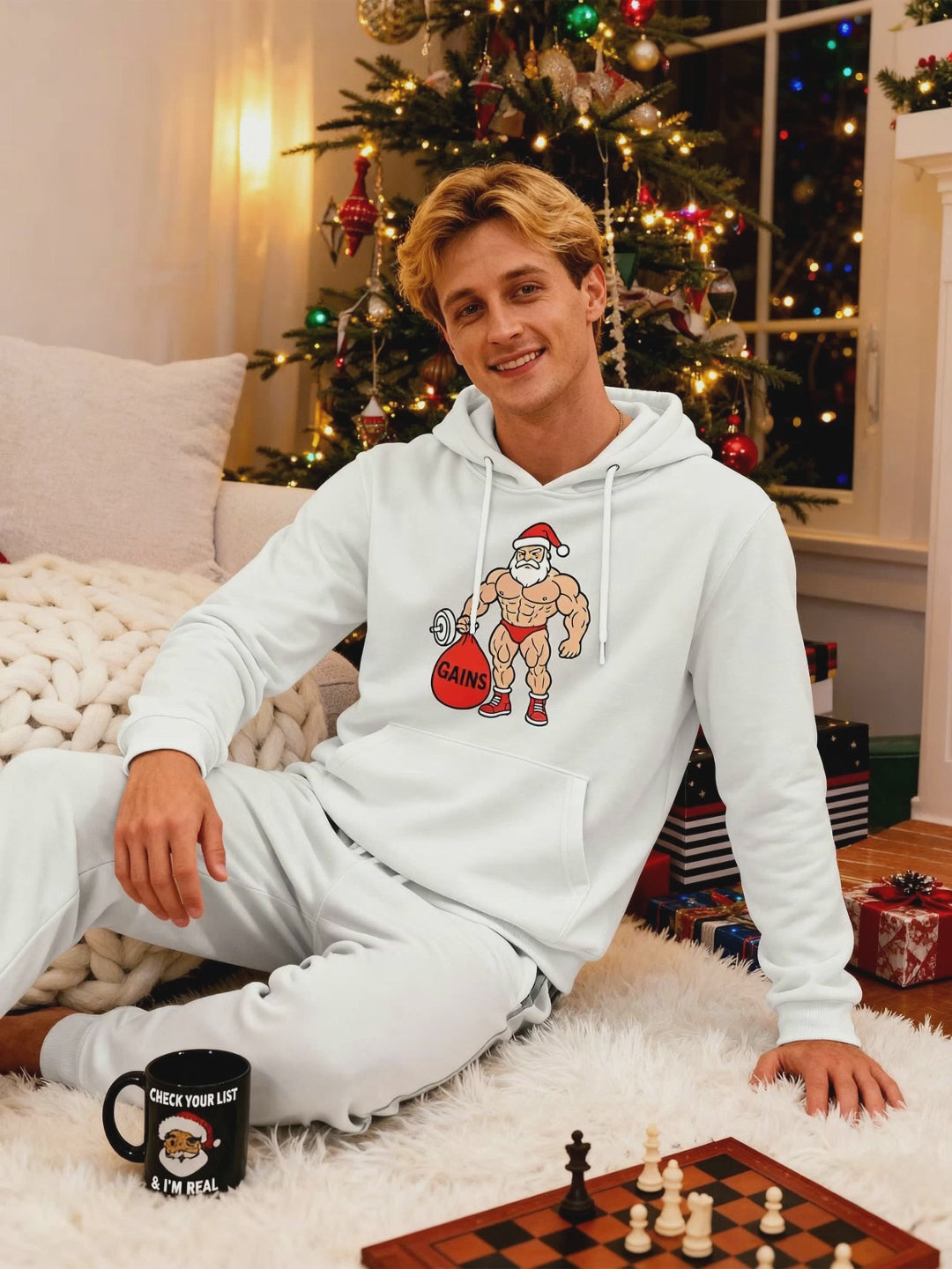 Muscle Santa Gains Christmas Hoodie